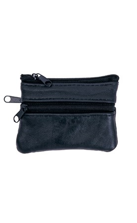 PORTA-MOEDAS PELE ZIPPER PRETO